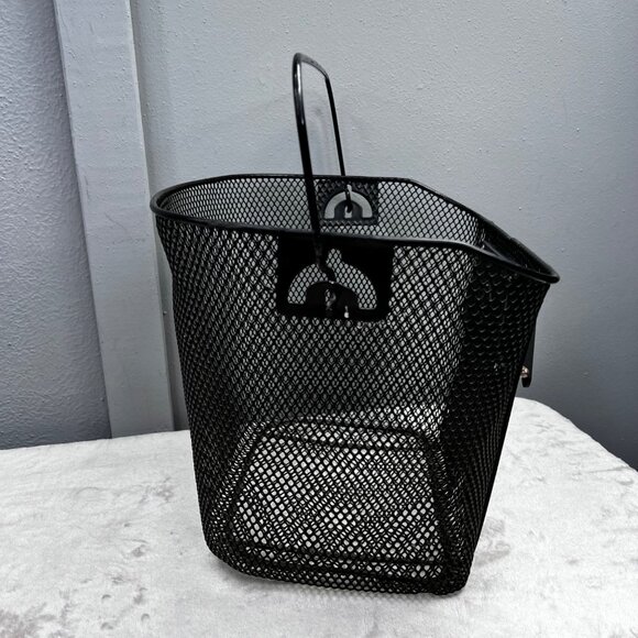 Bell Handlebar Bike Basket with Handle Black Metal Quick Release Removable - Picture 4 of 6